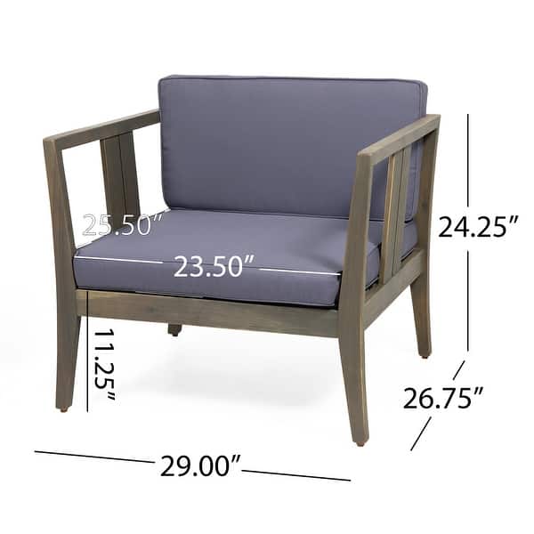 dimension image slide 3 of 4, Nicholson Outdoor 4-seat Acacia Chat Set by Christopher Knight Home