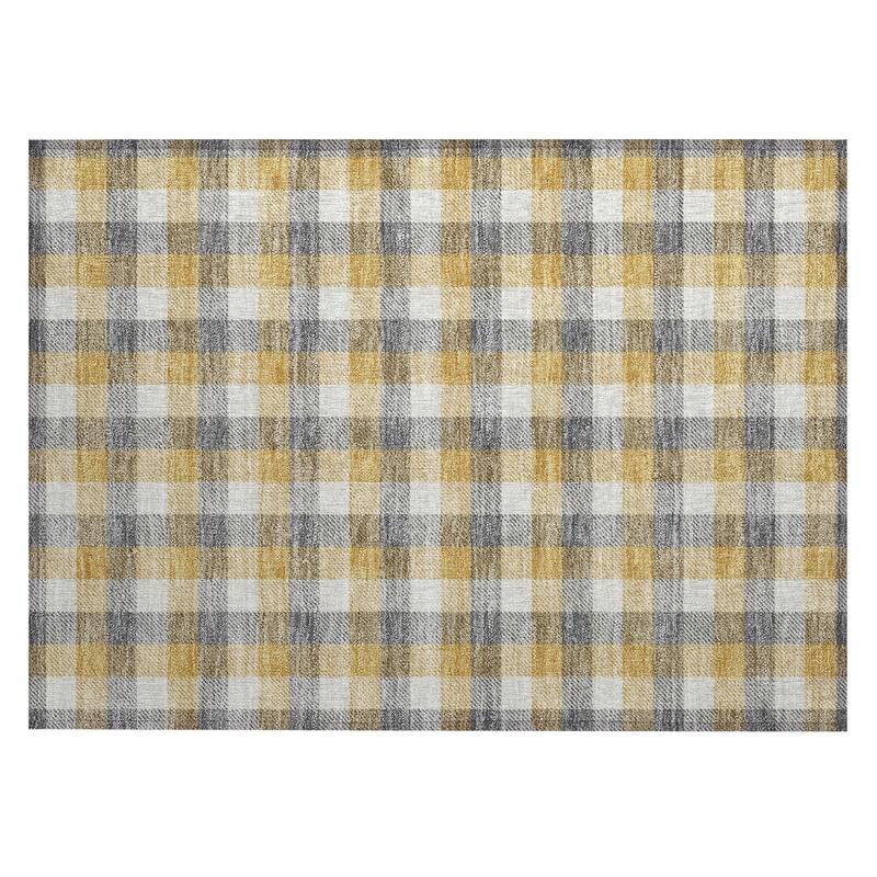Machine Washable Indoor/ Outdoor Plaid Chantille Rug