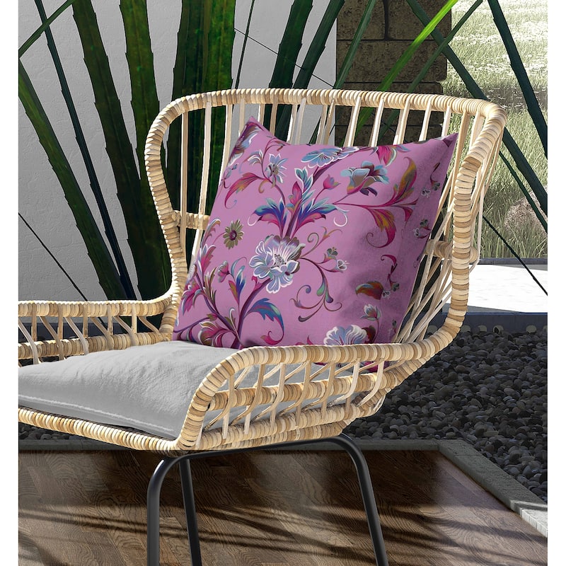 Nature's Palette Indoor/Outdoor Reversible Throw Pillow Pink and Blue