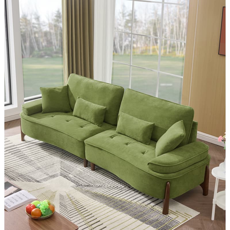 103-inch Green Foam Sofa with Pillows for Multiple Spaces