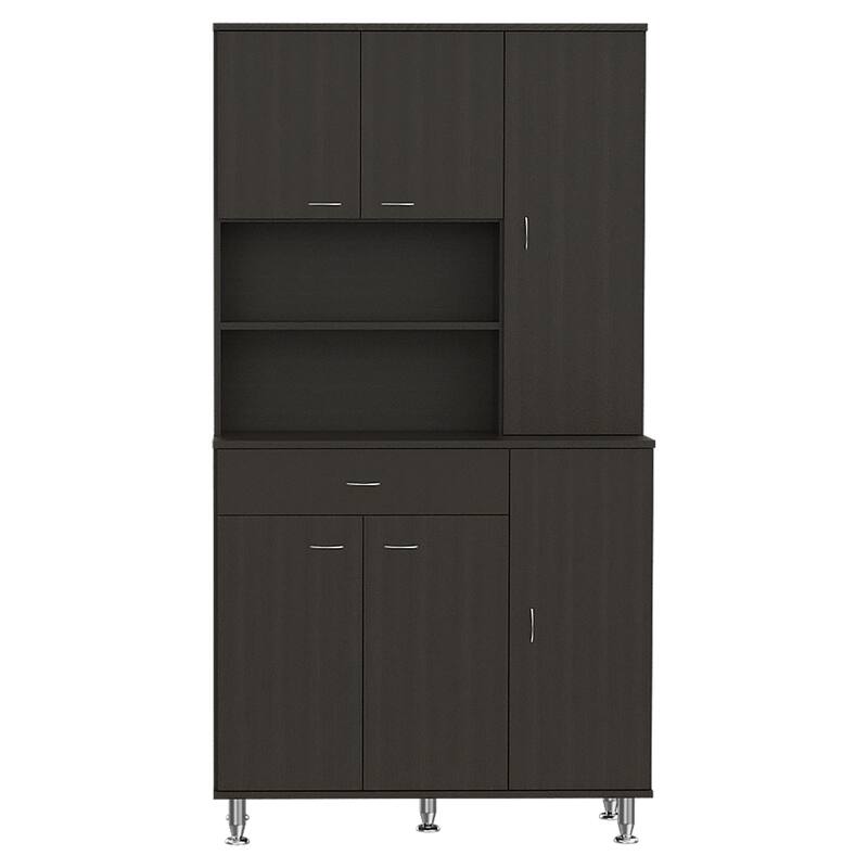 Tigard 1-Shelf 1-Drawer Pantry Cabinet Black Wengue