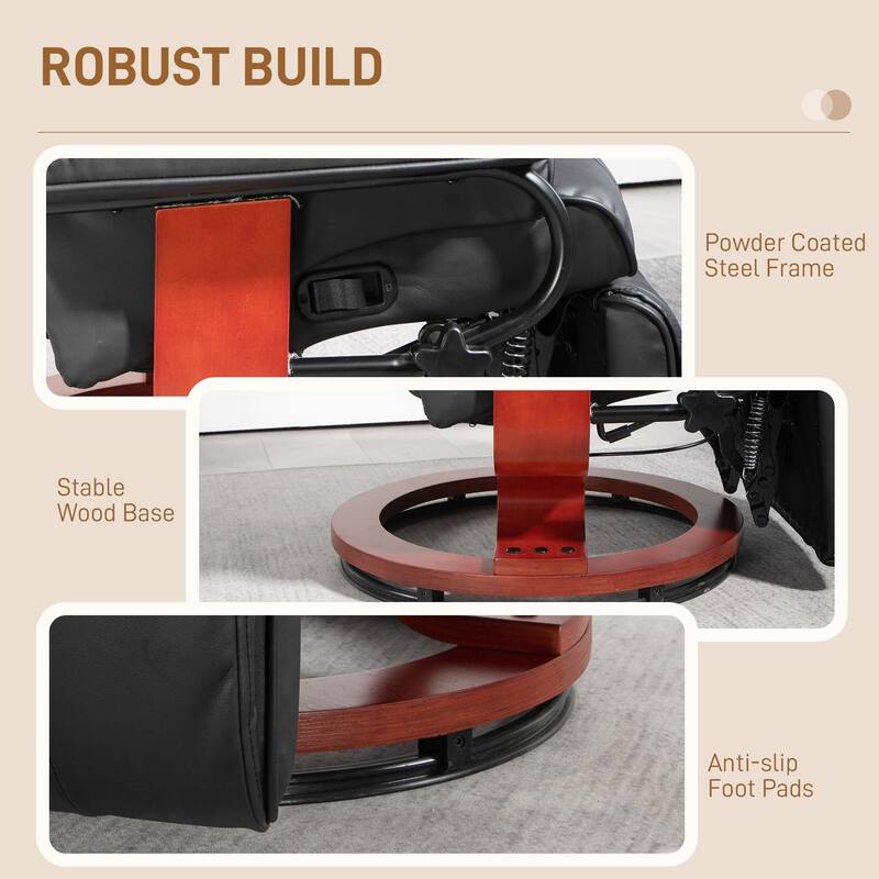 Manual recliner in PU leather swivels