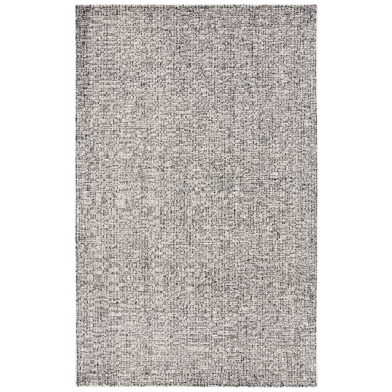 SAFAVIEH Handmade Ebony Gulderen Modern Wool Rug - 4' x 6' - Black/Ivory