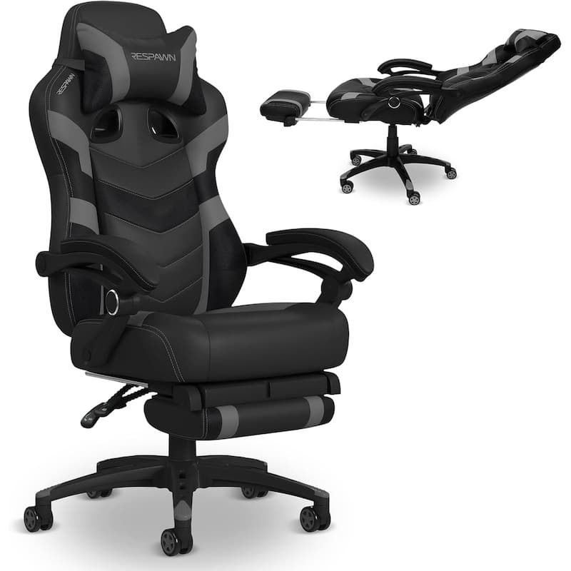 RESPAWN 110 Pro Gaming Chair - Gaming Chair with Footrest, Ergonomic Computer Desk Chair - Grey/Black