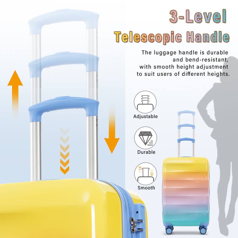 20" Carry-on Luggage with Cup Holder, Lightweight Glossy Hardshell Suitcases with Spinner Wheels and TSA Lock, for Travel