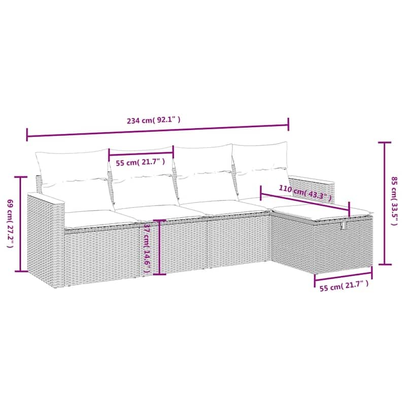 5-Piece Modular Patio Sofa Set