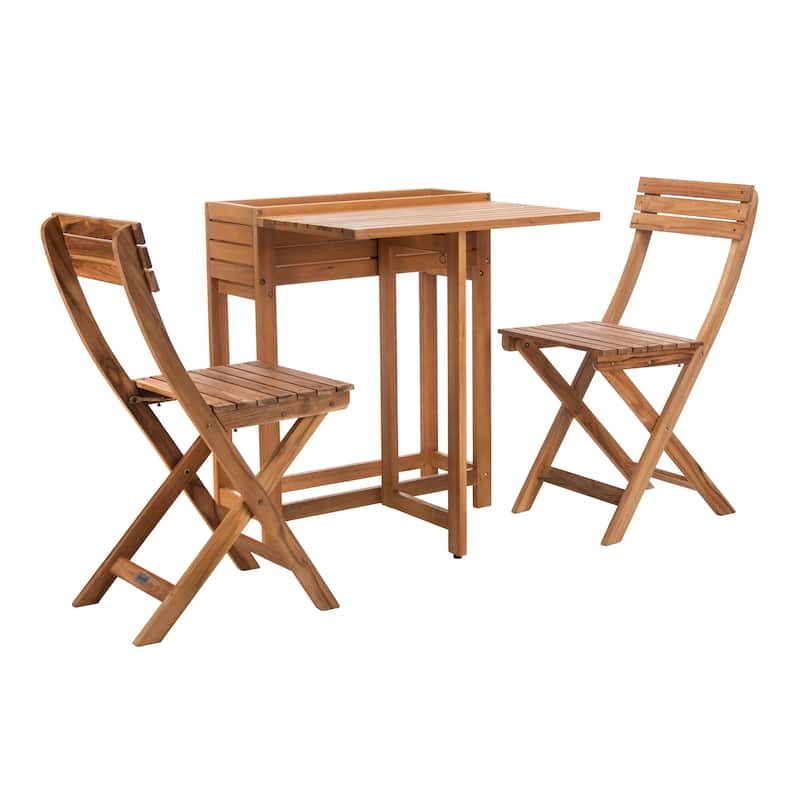 SAFAVIEH Outdoor Lisbeth Flower Shelf 3-Piece Bistro Set - 25Wx25Dx30H