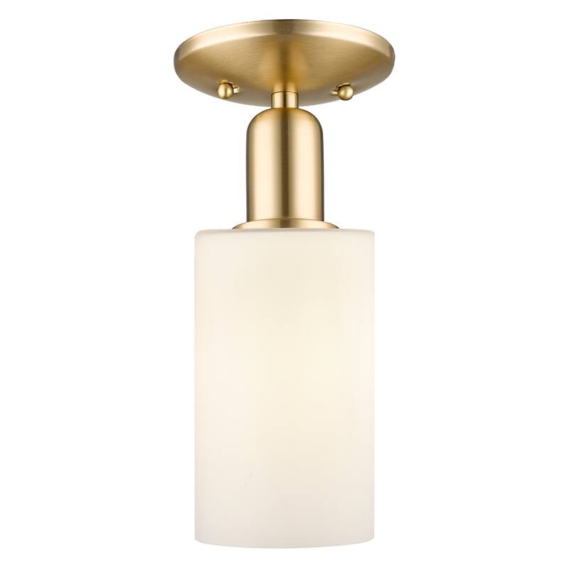 Innovations Lighting Endless Possibilities Arcadia - Clymer - 1 Light 4" Semi-Flush Mount - Champagne Bronze/Matte White
