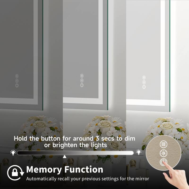 28x36 Frameless Tempered MirrorDual LED Light