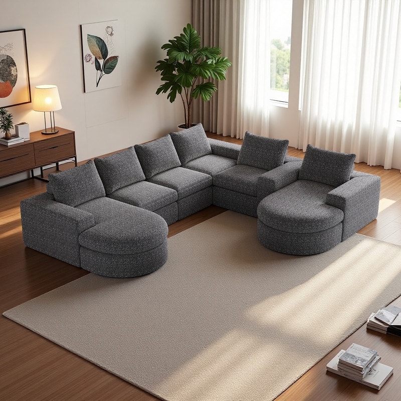 99" Chenille Modular Sectional Sofa with Chaise Lounge and 6 Modules, No Assembly Required