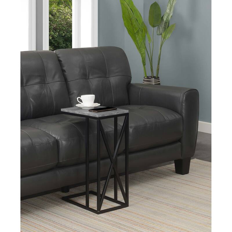 Convenience Concepts Tucson C End Table - Grey Faux Marble/Black