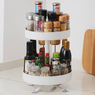 2 Tier Rotating Spice Rack, Kitchen Countertop Organizer