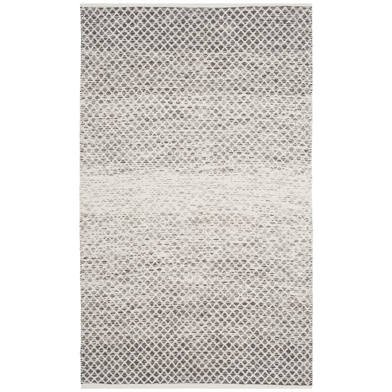 SAFAVIEH Handmade Flatweave Montauk Geert Cotton Rug - 2'3" x 4' - Light Grey/Ivory