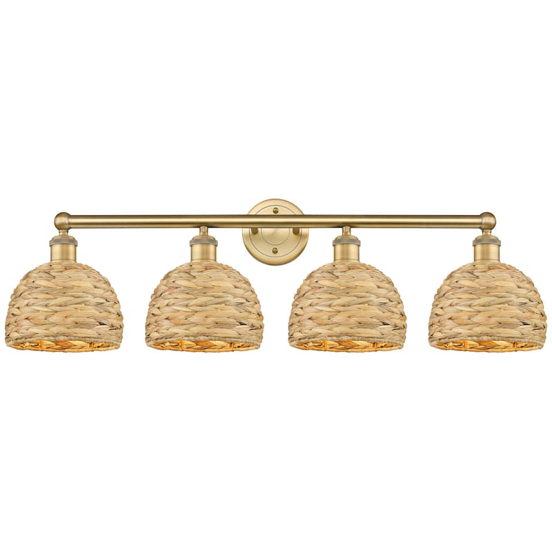 Innovations Lighting 616-4W-11-35 Woven Rattan Vanity Woven Rattan 4 - Brushed Brass / Natural