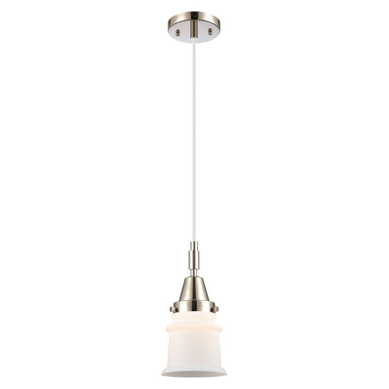 Innovations Lighting Downtown Urban - Caden Canton - 1 Light 5" Cord Hung Mini Pendant - Polished Nickel/Matte White Shade