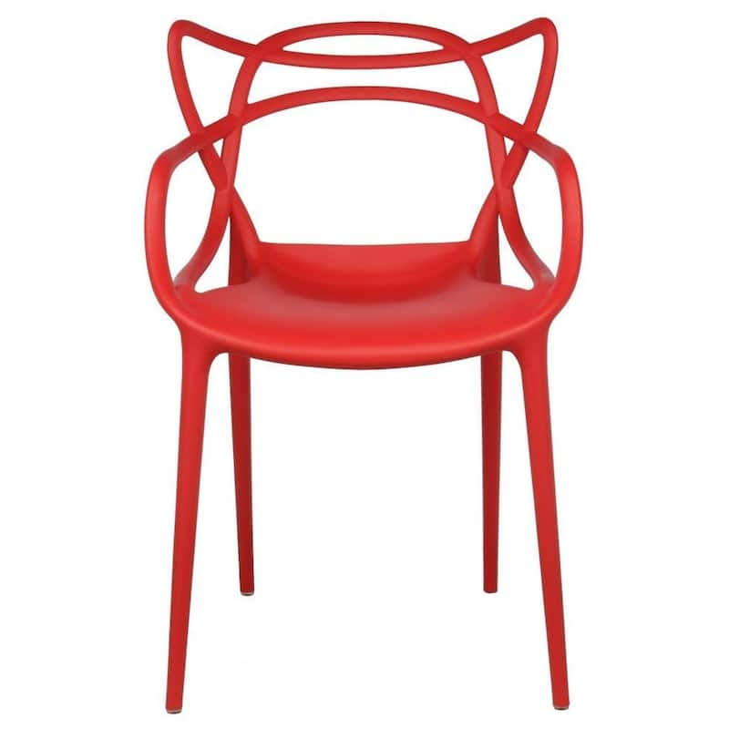 Set of 4 Modern Stackable Dining Chairs, Contemporary Plastic Patio Chair for Indoor Kitchen or Outdoor use, Green