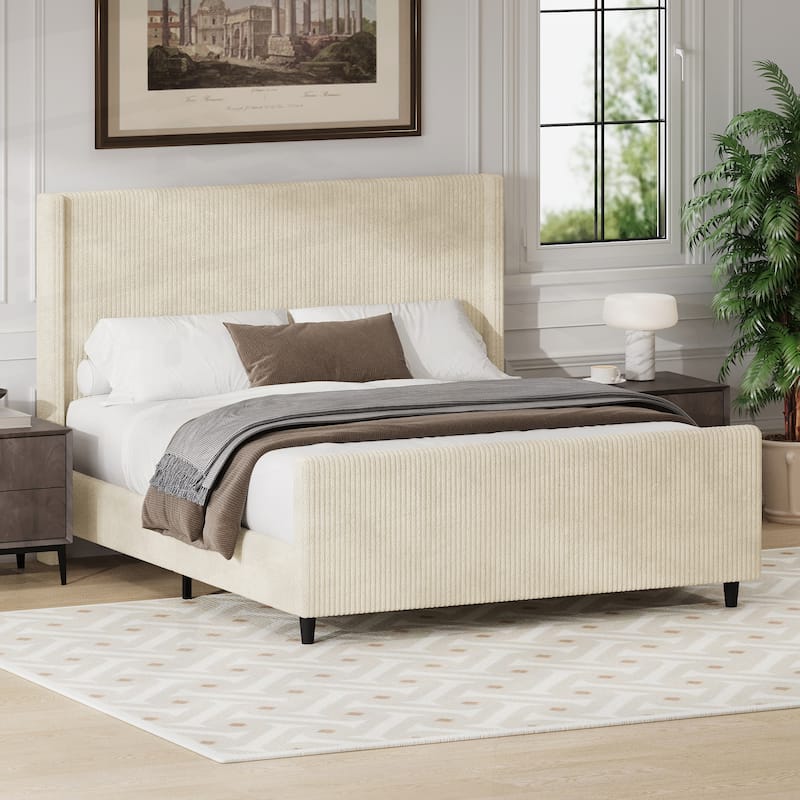 Sturdy and Comfortable Upholstered Bed Frame with Stylish Design for Relaxing Sleep