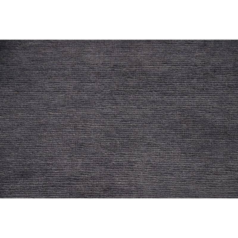 Gray Blue Gabbeh Modern Runner Rug Handmade Wool Carpet - 2'7" x 9'8"