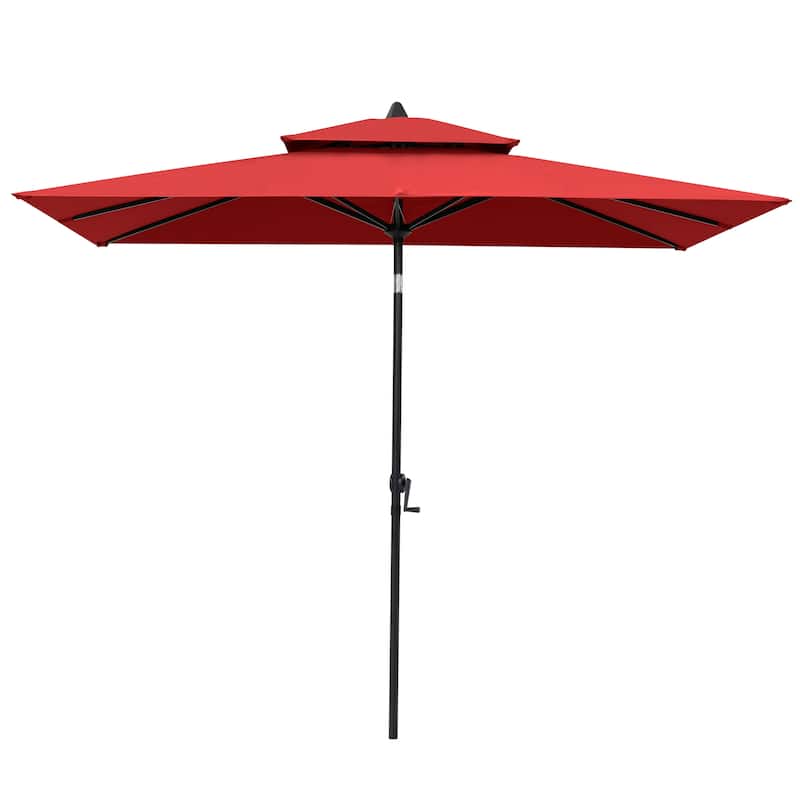 Pellebant 9 x 5 Ft Outdoor Double Top Market Umbrella