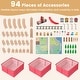 preview thumbnail 8 of 8, Gymax 94 PCS Wooden Train Set Table w/Reversible Tabletops 3 Storage