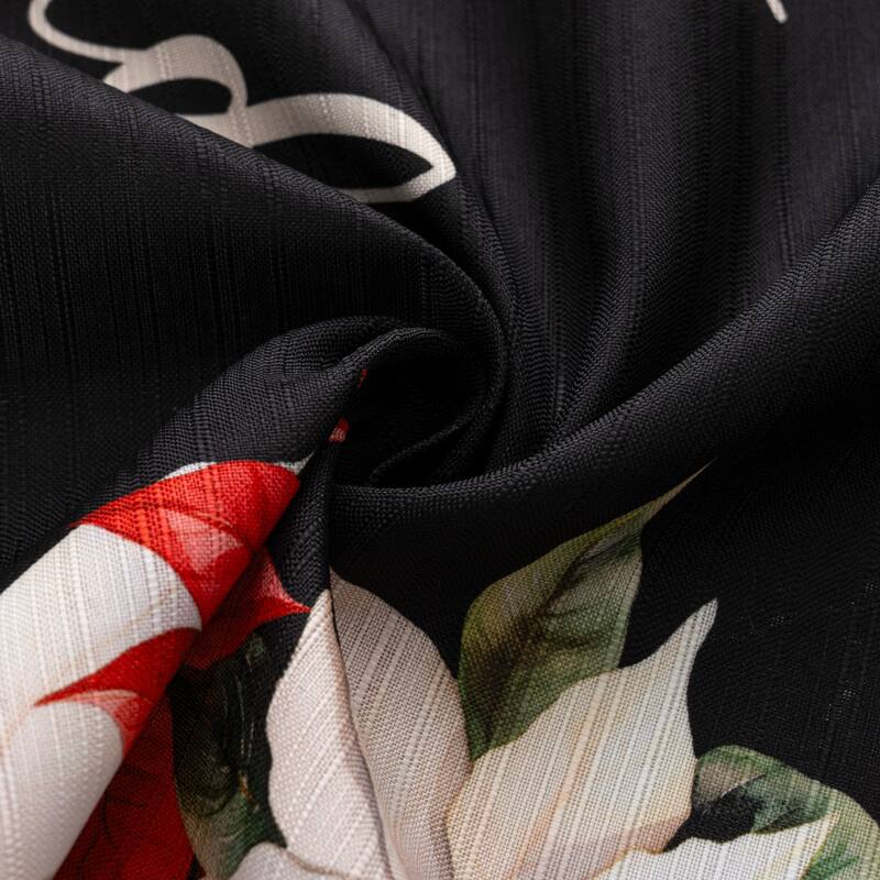 Poinsettia Feliz Navidad Christmas Holiday Kitchen Curtain