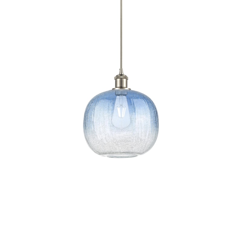 Innovations Lighting 516-1P-12-11 Brookhaven Sphere Pendant Brookhaven - Brushed Satin Nickel / Sapphire Blue