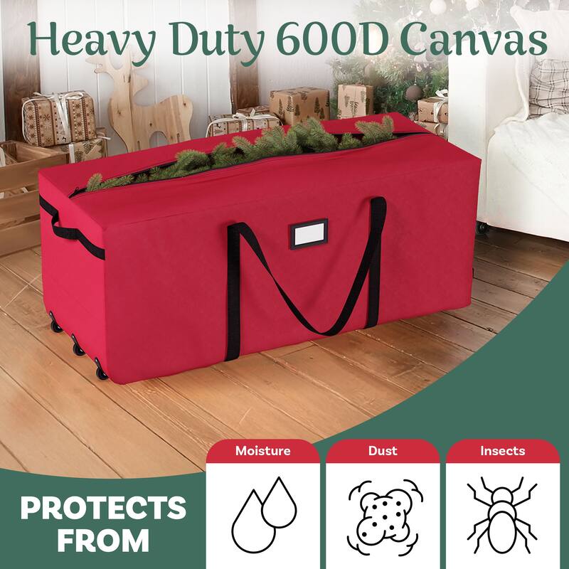 Elf Stor Premium Rolling Christmas Tree Storage Duffel Bag 9' Tree