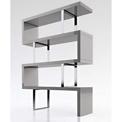Cube Collection Oak Veneer Display Bookshelf with Metal Accents