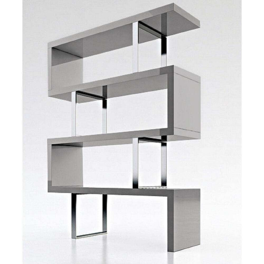 Cube Collection Oak Veneer Display Bookshelf with Metal Accents