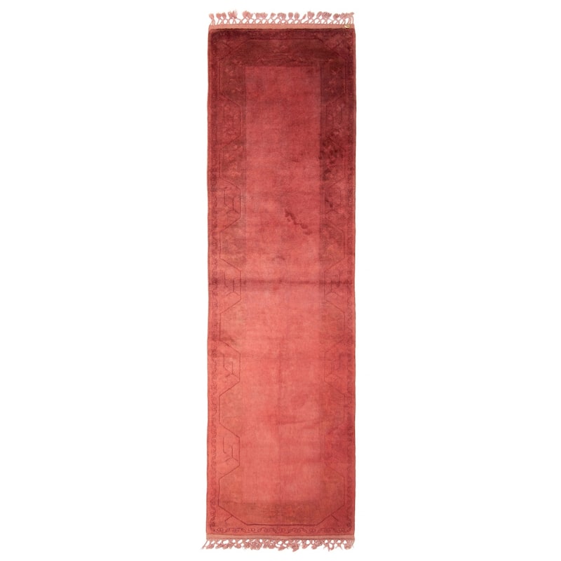 ECARPETGALLERY Hand-knotted Color Transition Pink Wool Rug - 2'8 x 8'11 - Dark Pink - 2'8 x 8'11