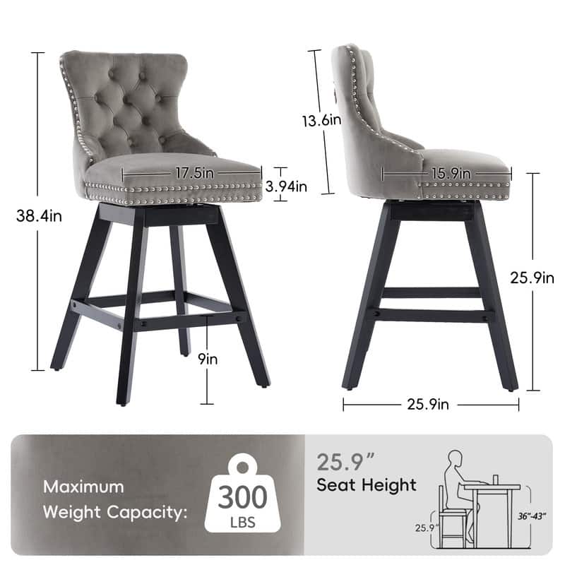 Swivel Velvet Leisure Style Bar stools Set of 8