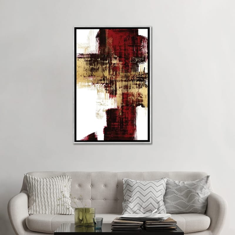 iCanvas "Kinetic Gold on Red I" by Alex Wise Framed