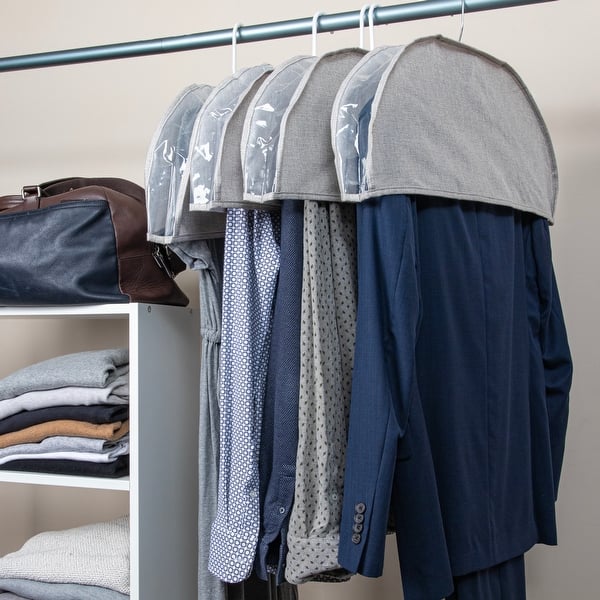 Zilink Clear Shoulder Covers For Clothes (Set Of 15) Breathable Clothes Covers Dust Covers For Hanging Clothes With 2" Gusset For Suit, Coats, Jackets(Black