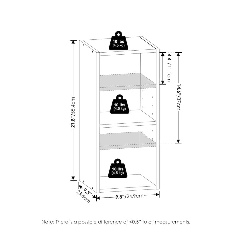 9.84 in. Tall Blackwood Wood 2-Shelf Bookcase