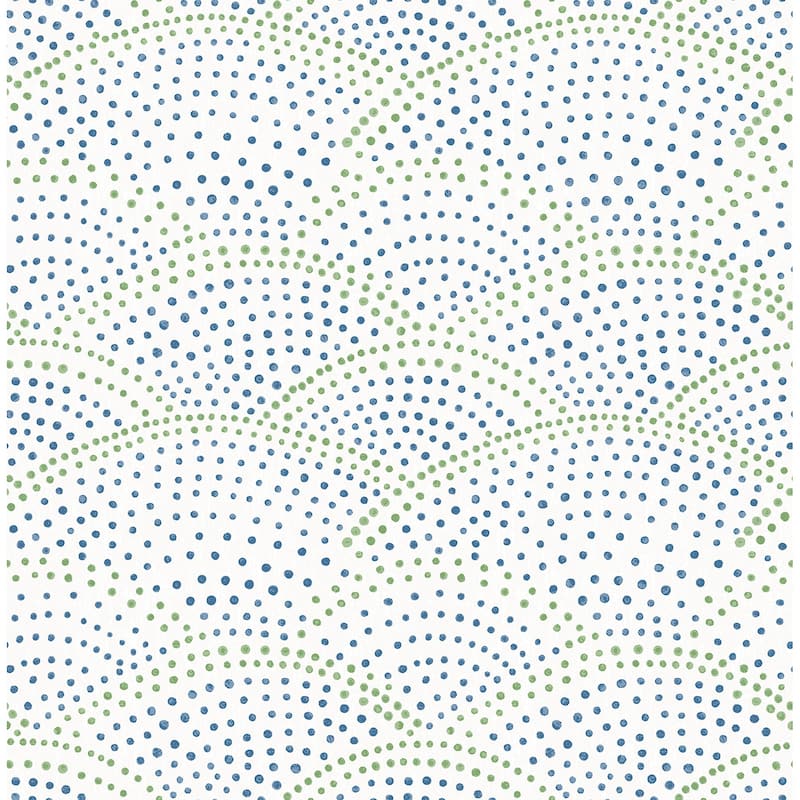 A-Street Prints Bennett Blue Dotted Scallop Wallpaper
