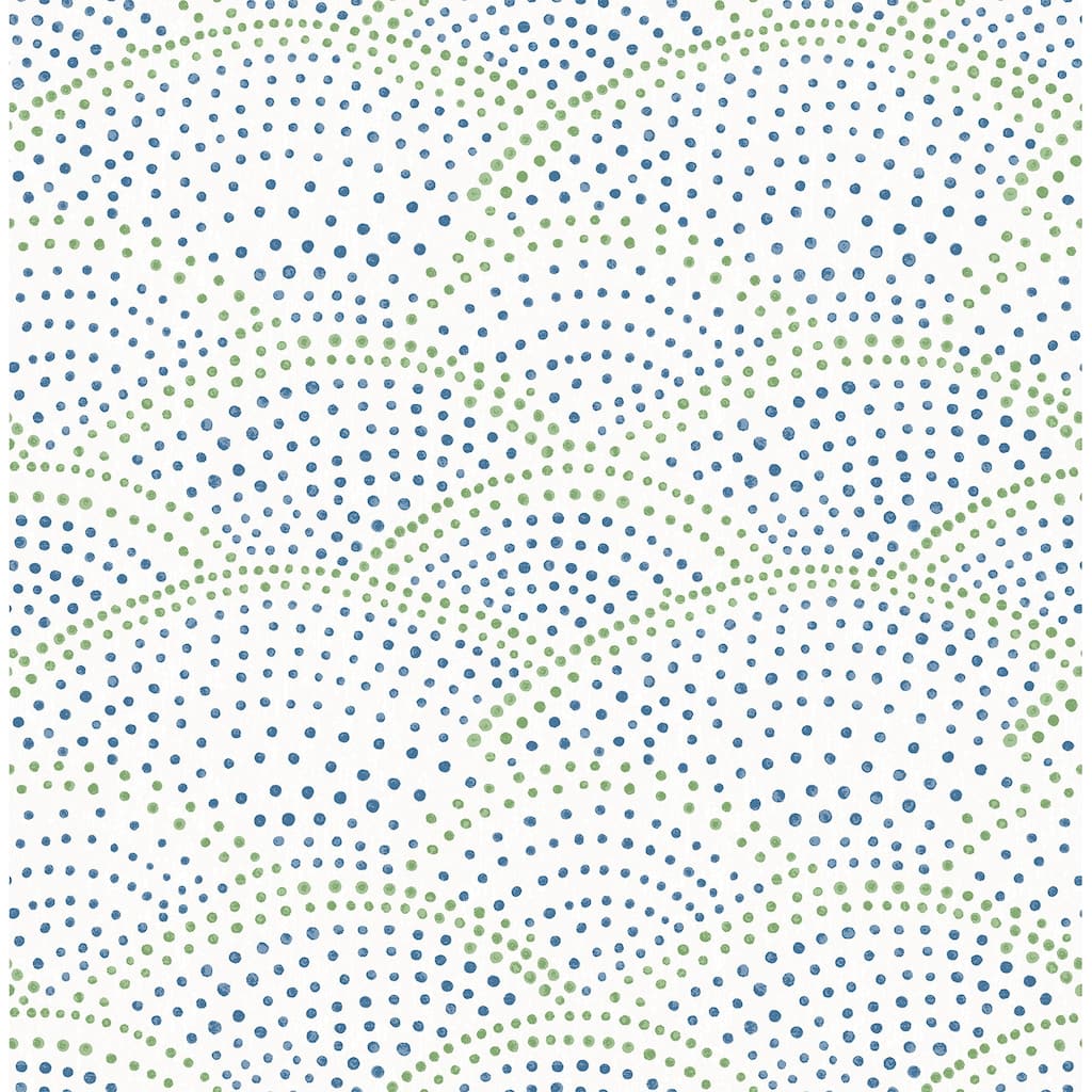 A-Street Prints Bennett Blue Dotted Scallop Wallpaper