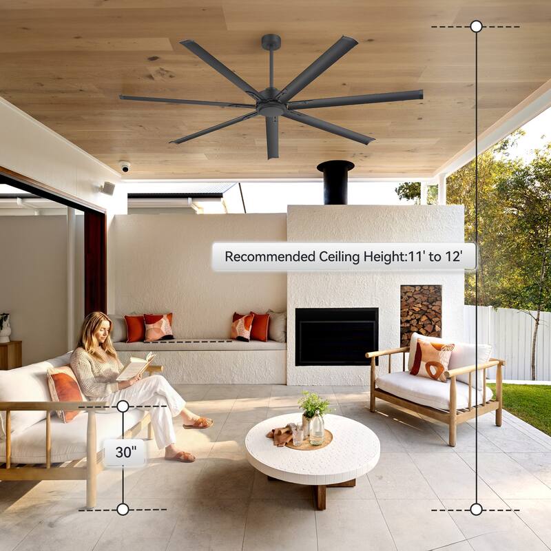 72"/84"/96"/120"/144" Extra Larger HVLS Commercial Ceiling Fan with Remote and Aluminum Blades