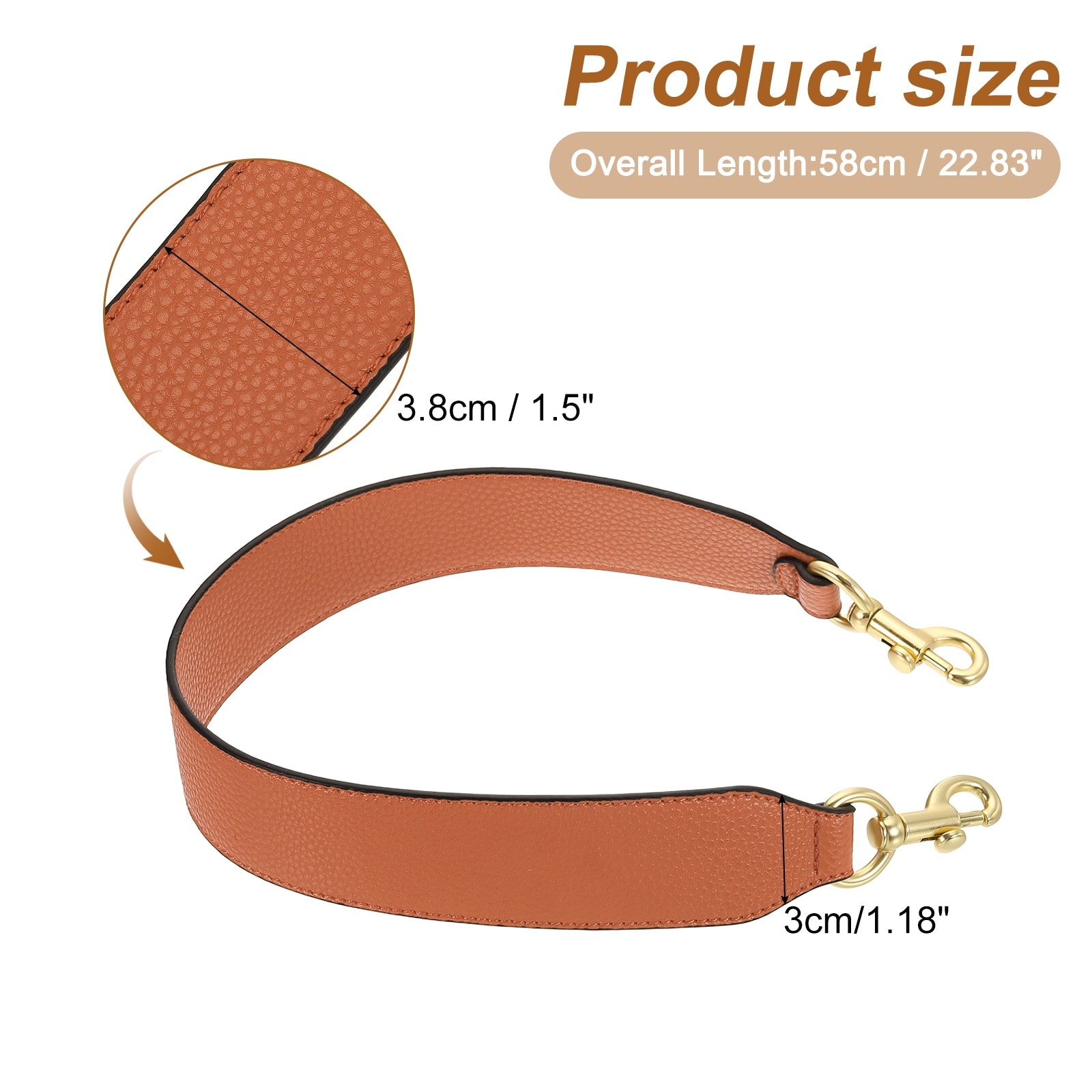 PU Leather Short Bag Strap with Clasp, Purse Handles Handbags Replacement Straps for Clutch Bag