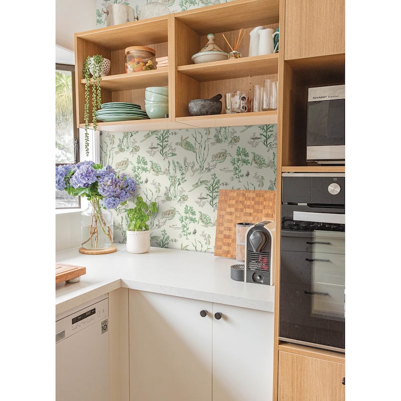 Scalamandre Jade & Sandstone Garparilla Peel & Stick Wallpaper