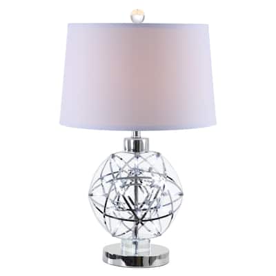 Cue 25 Inch Table Lamp, Empire Fabric Shade, Accent Nickel Round Base