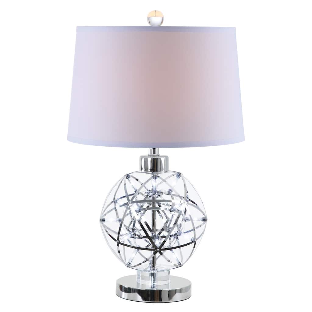 Cue 25 Inch Table Lamp, Empire Fabric Shade, Accent Nickel Round Base