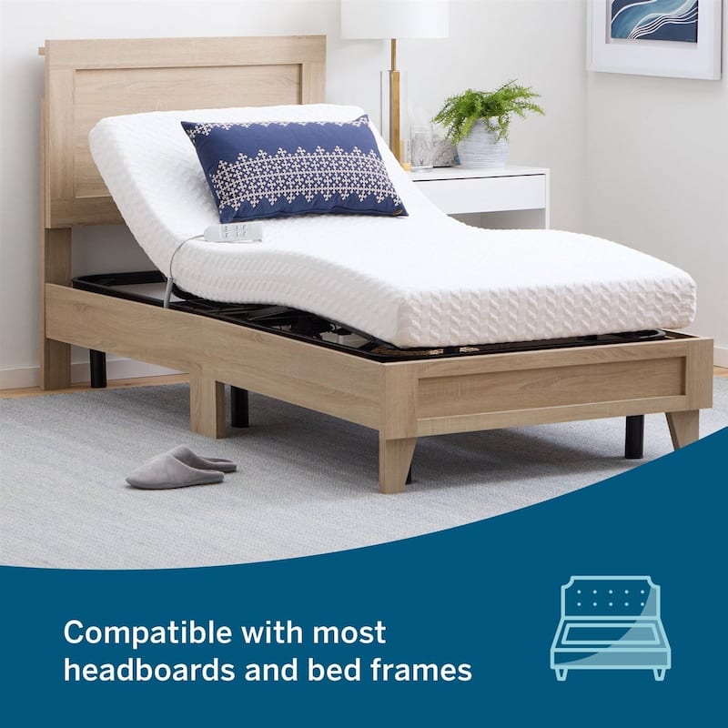 Black Steel Twin XL Adjustable Bed Frame with Wired Remote and Head-Foot Lift