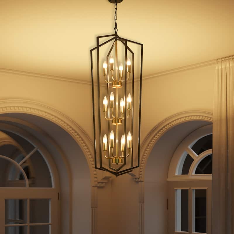 12-Lights Geometric Chandeliers black Kitchen Pendant Lamp