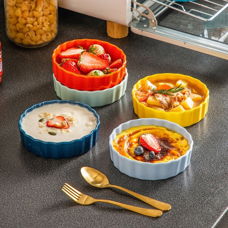 LOVECASA 6 oz Porcelain Mini Ramekins (Set of 6)
