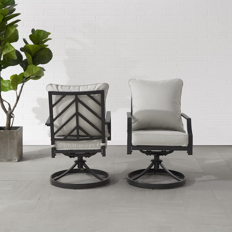 Crosley Otto 2Pc Outdoor Metal Dining Swivel Chair Set