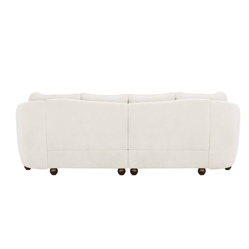 90.6" Chenille Upholstered Sofa with 6 Pillows, Modern 3-Seater Sofa Couch for Living Room Bedroom Apartment, White