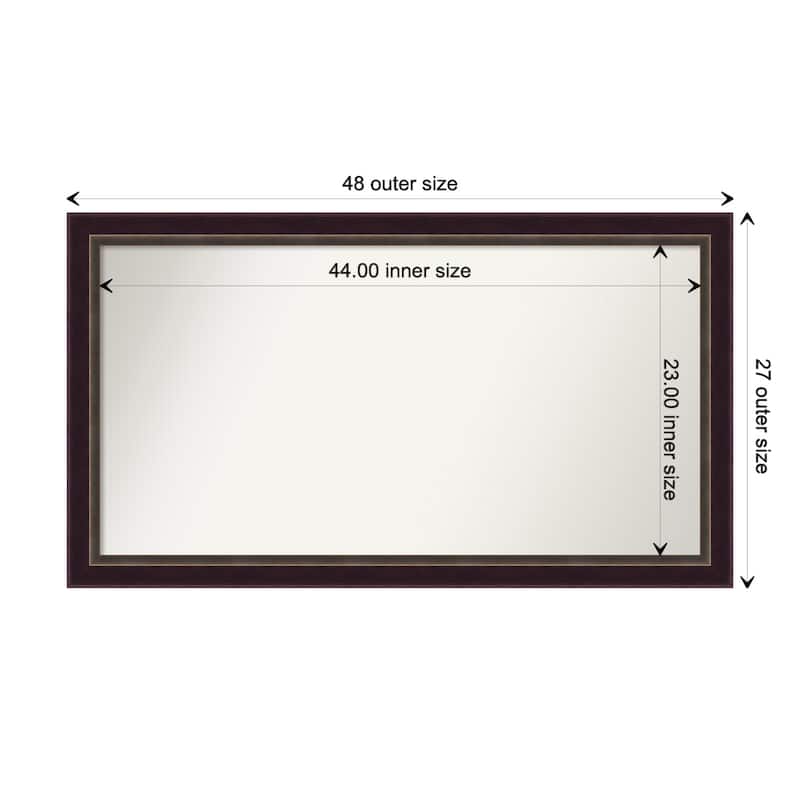 Signore Bronze Framed Non-Beveled Custom Wall Mirror, Bathroom Vanity Mirror - Outer Size: 48.25 x 27.25