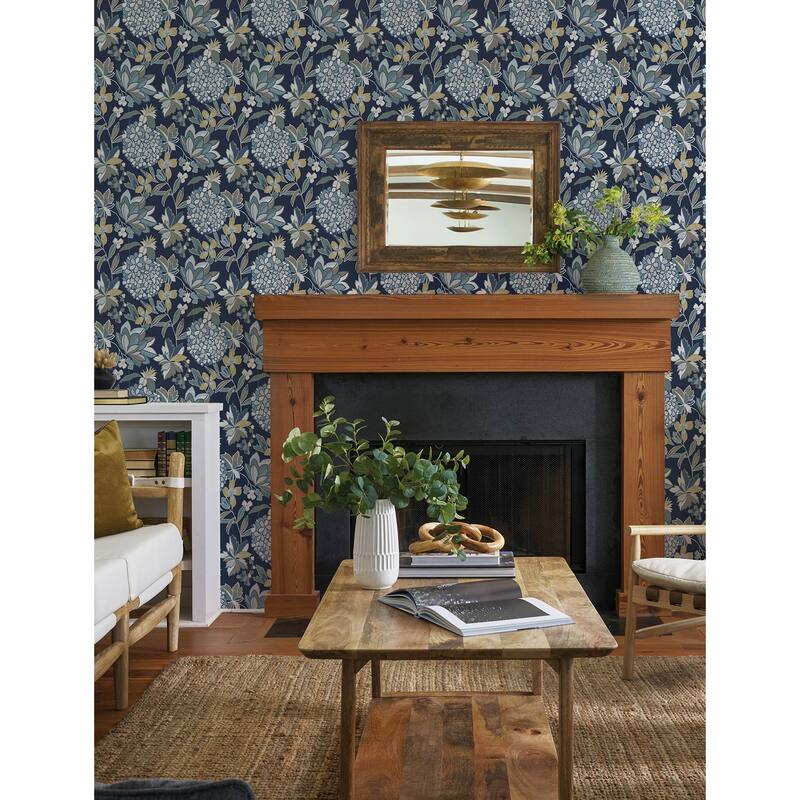 A-Street Prints Valdivian Indigo Floral Wallpaper