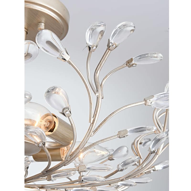 Flavia 4-light Crystal Beaded 9-Branch Semi-Flush Mount - 18 inches in diameter x 12 inches H