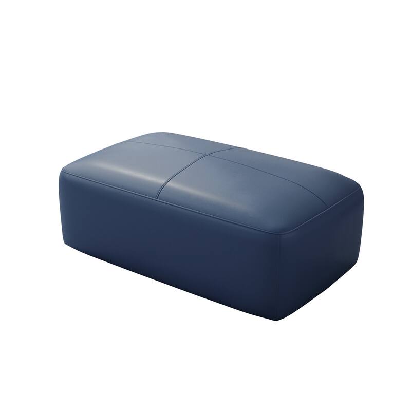 UIXE Genuine Leather Ottoman, Upholstered Ottoman for Living Room